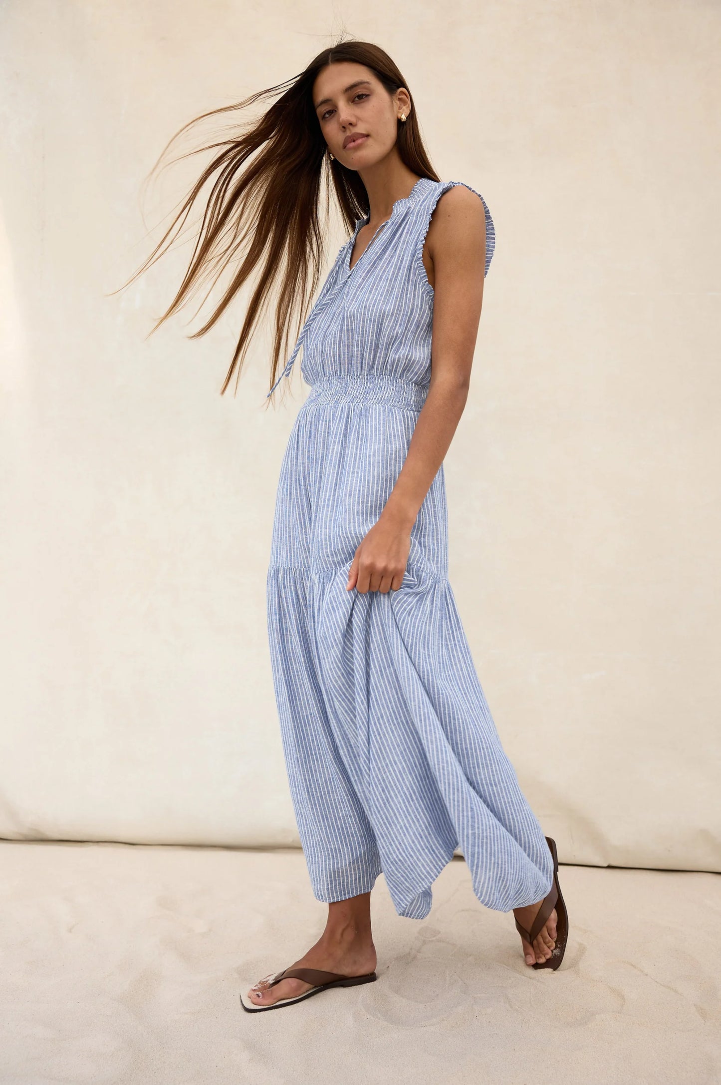 ALESSI LINEN BLEND MAXI DRESS