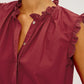 AVERY SLVLESS RUFFLED NECKLINE EYELET DETAIL