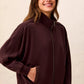 KNIT BOMBER WITH LEATHER TRIM