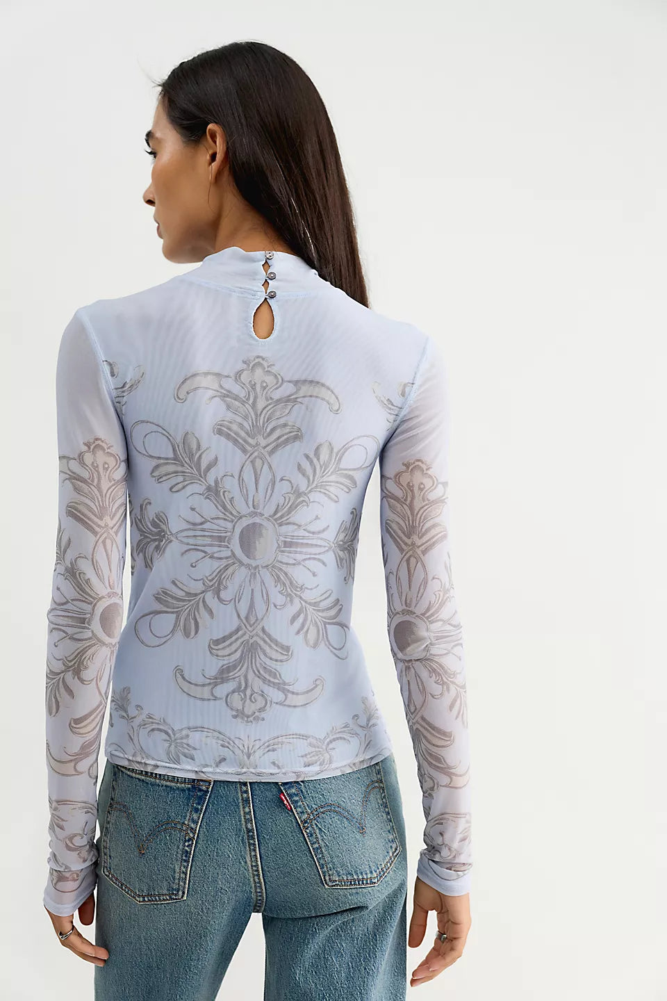 JESS LONG SLV MESH TOP