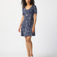 ABSTRACT PRINT PUFF SLEEVE ALINE DRESS 241293