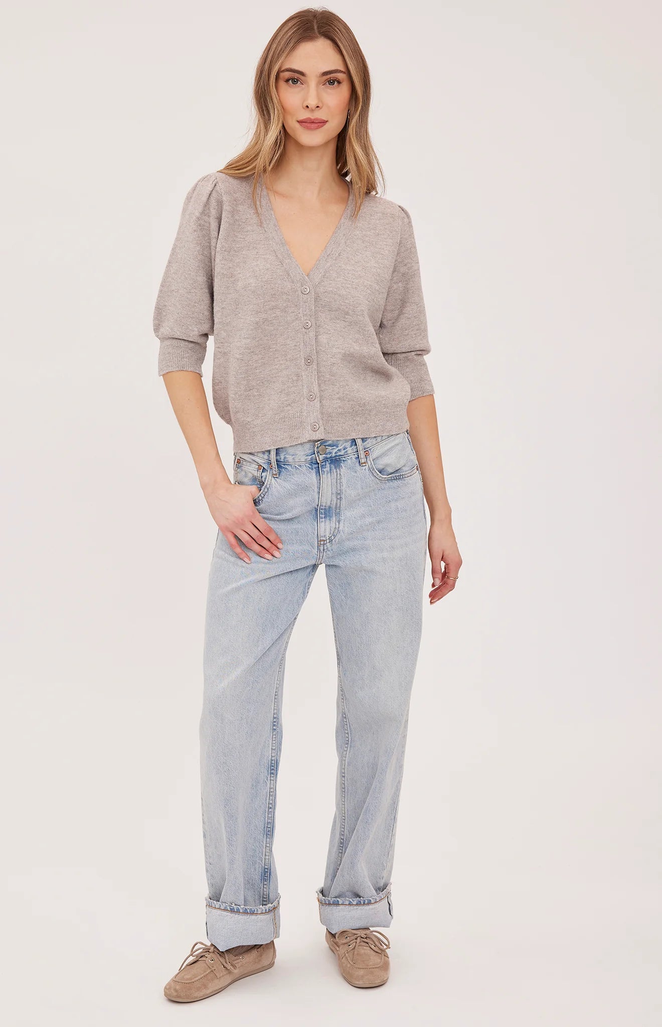 HILDA   PUFF SLEEVE BUTTON UP CARDI