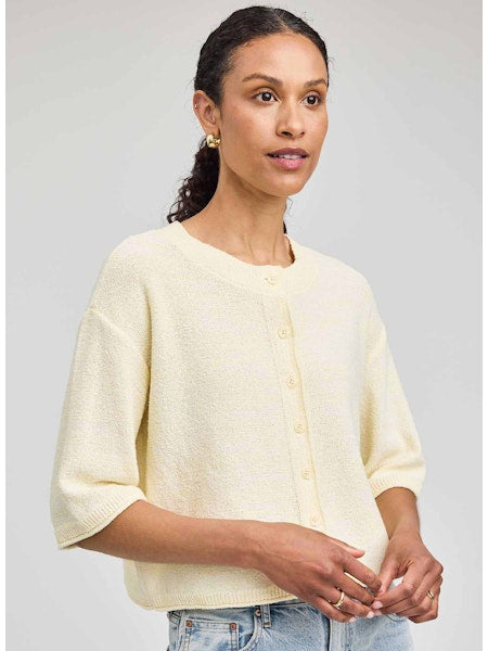 GENEVIEVE 3/4 SLV BUTTON UP SWEATER