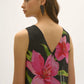Silky Knit and Floral Chiffon Wide Leg Jumpsuit 252704