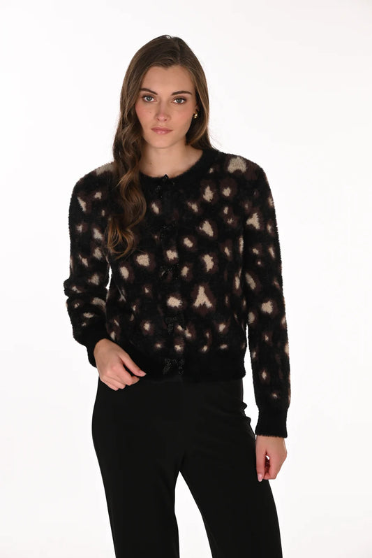 KNIT ANIMAL PRINT CARDIGAN 263756