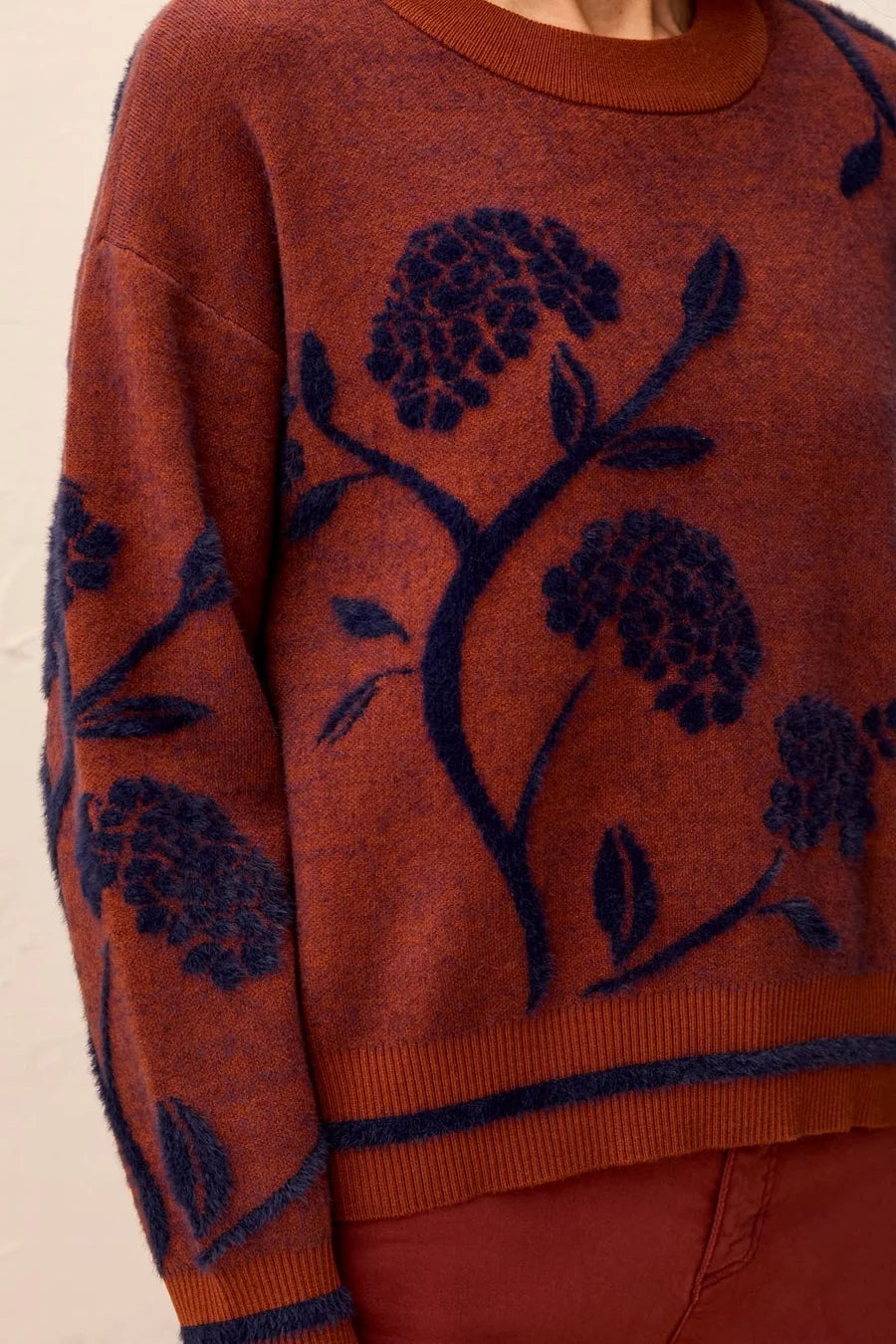 THE TARA CREW NECK FLOWER SWEATER