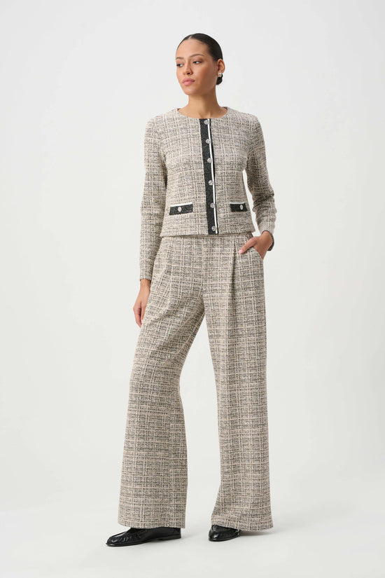 Plaid Boucle Wide-Leg Pants 264079