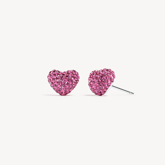 HILLBERG AND BERK 10MM SPARKLE HEART STUDS