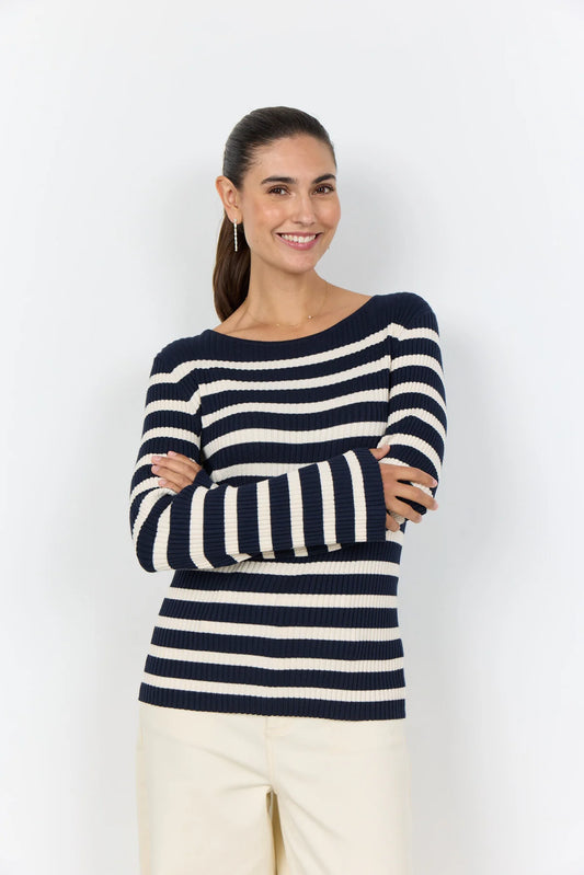 DOLLIE STRIPED RIBBED SWEATER