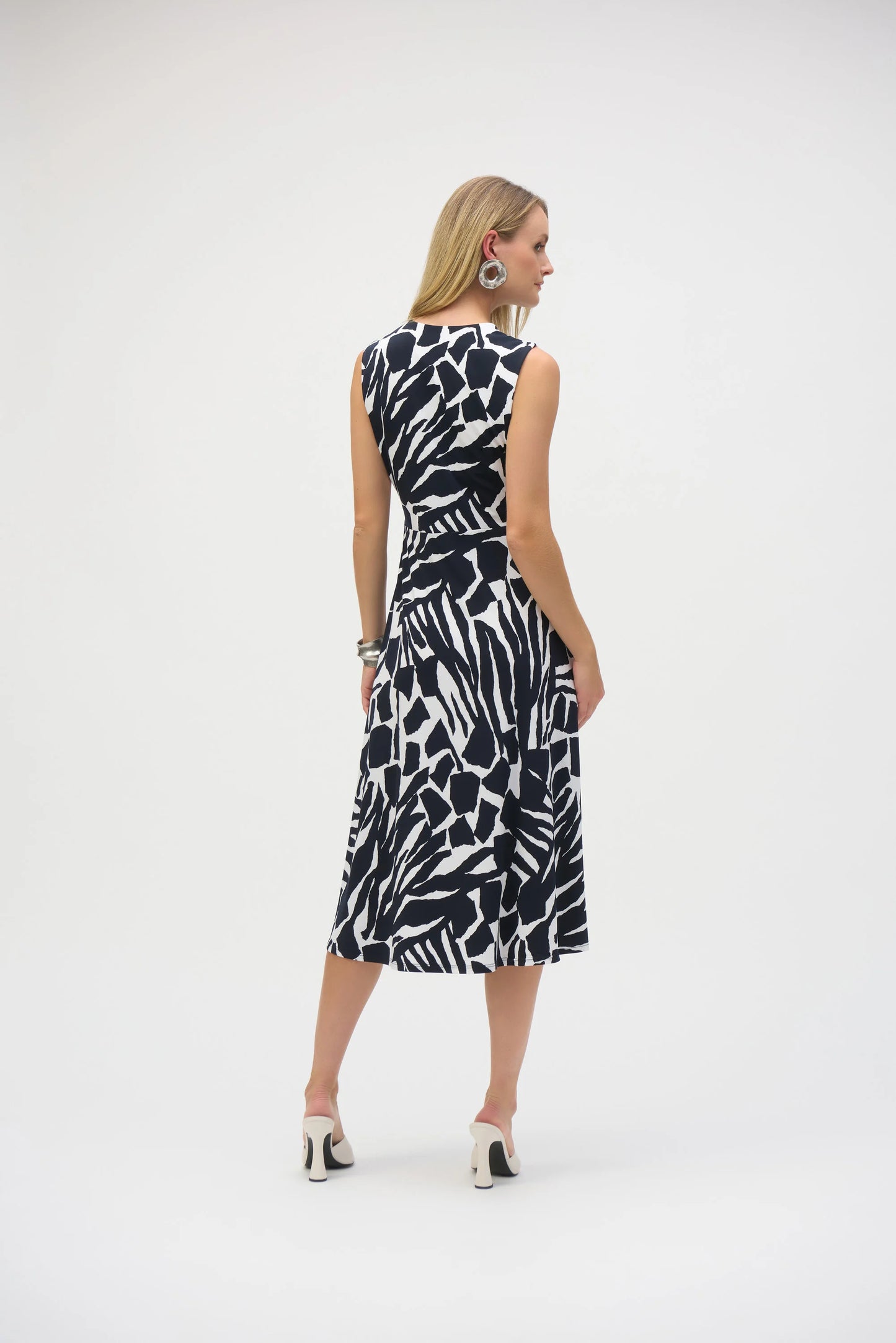 Silky Knit Abstract Print Fit and Flare Dress 252199