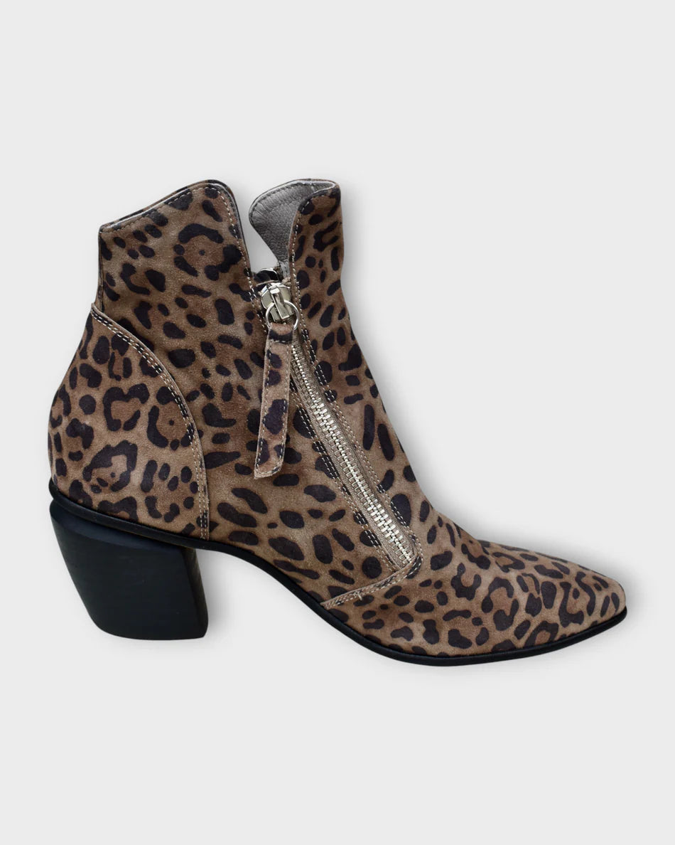 JAZZY ANIMAL PRINT HEELED ANKLE BOOT