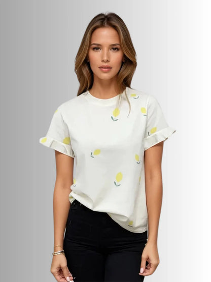 ELODIE RUFFLE CUFF TEE