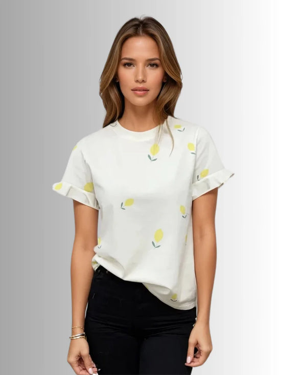 ELODIE RUFFLE CUFF TEE