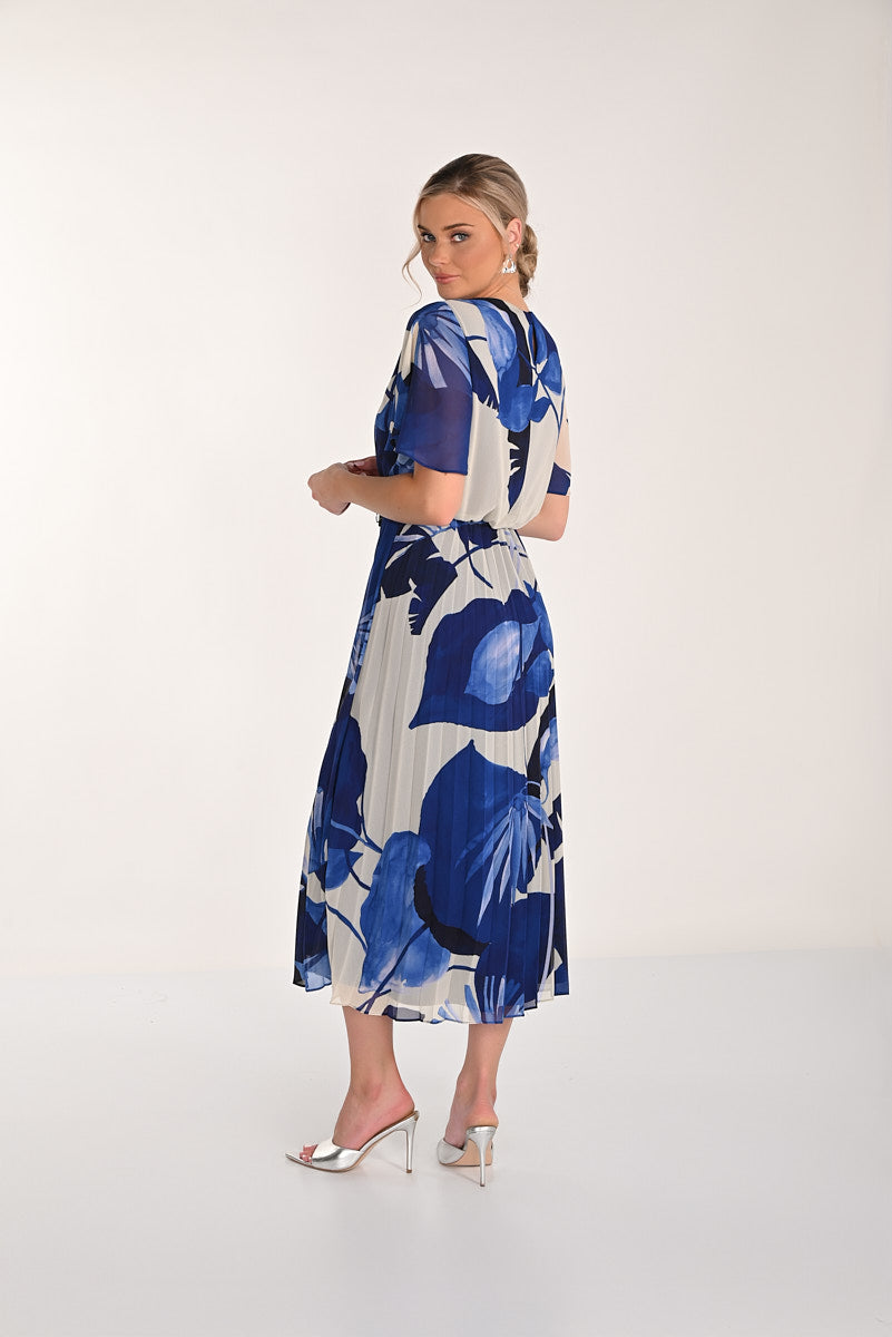 FLORAL WOVEN DRESS WITH PLEATED SKIRT 268220