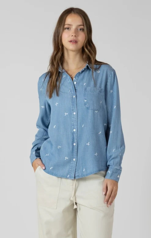 THE DAISY EMBROIDERED BUTTON FRONT SHIRT