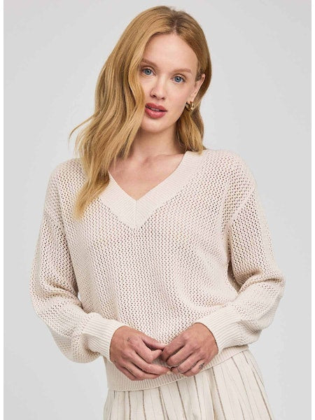 JENSEN V NECK CHUNKY SWEATER