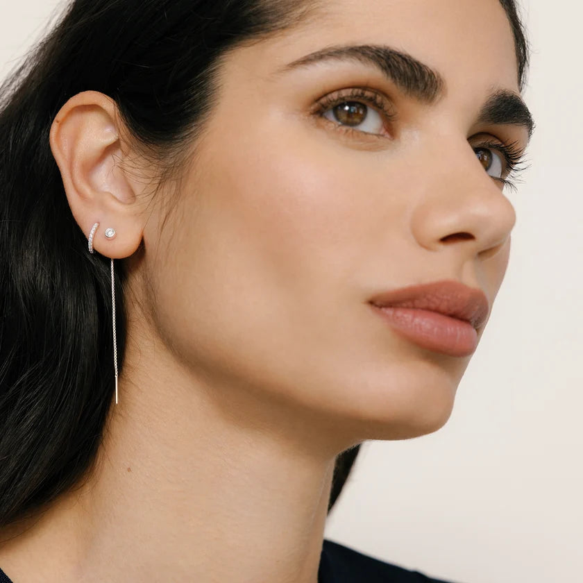 HILLBERG BEZEL THREADER EARRINGS
