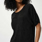 METALLIC KNITTED TSHIRT W/RHINESTONES