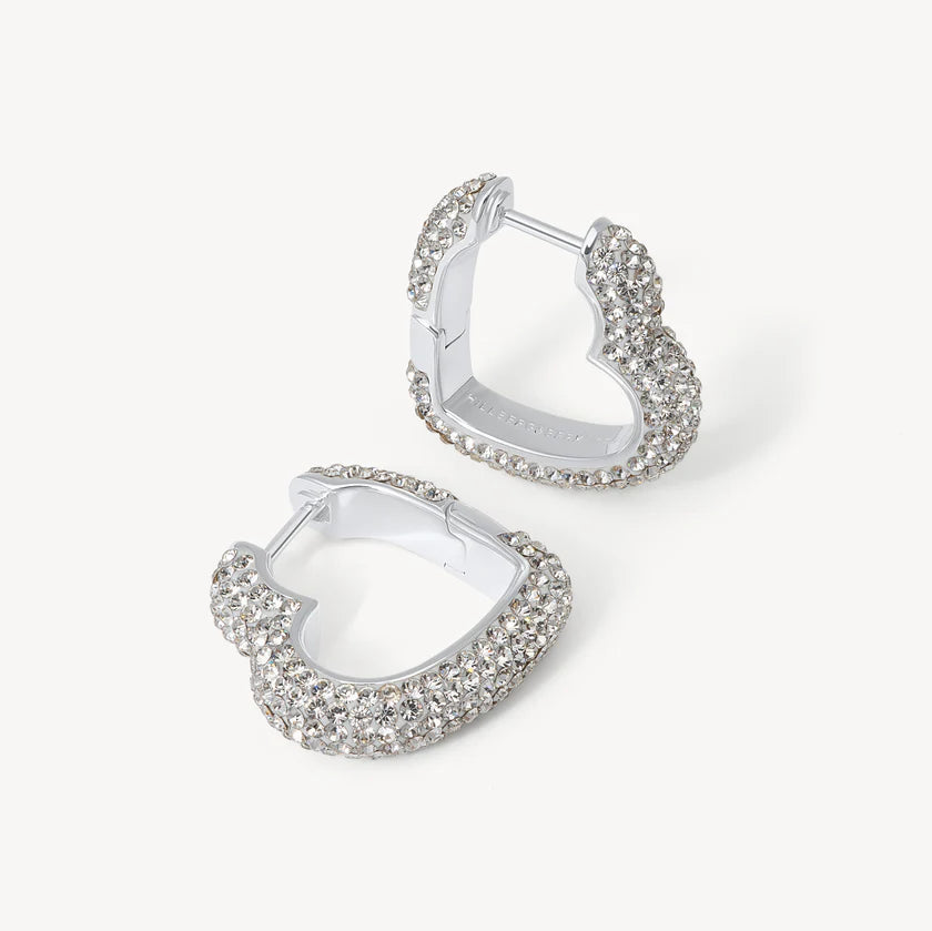 HILLBERG AND BERK SPARKLE HEART HOOP EARRINGS