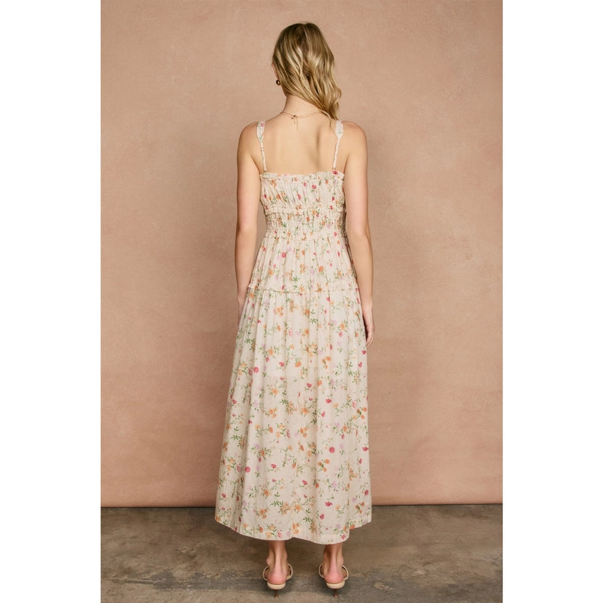 THE GILLIAN SHIRRED MIDI DRESS