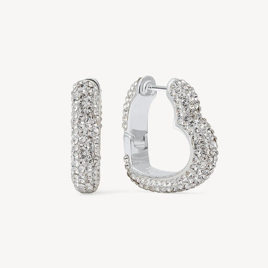 HILLBERG AND BERK SPARKLE HEART HOOP EARRINGS
