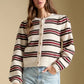 ARELLA STRIPE BUTTON UP SWEATER