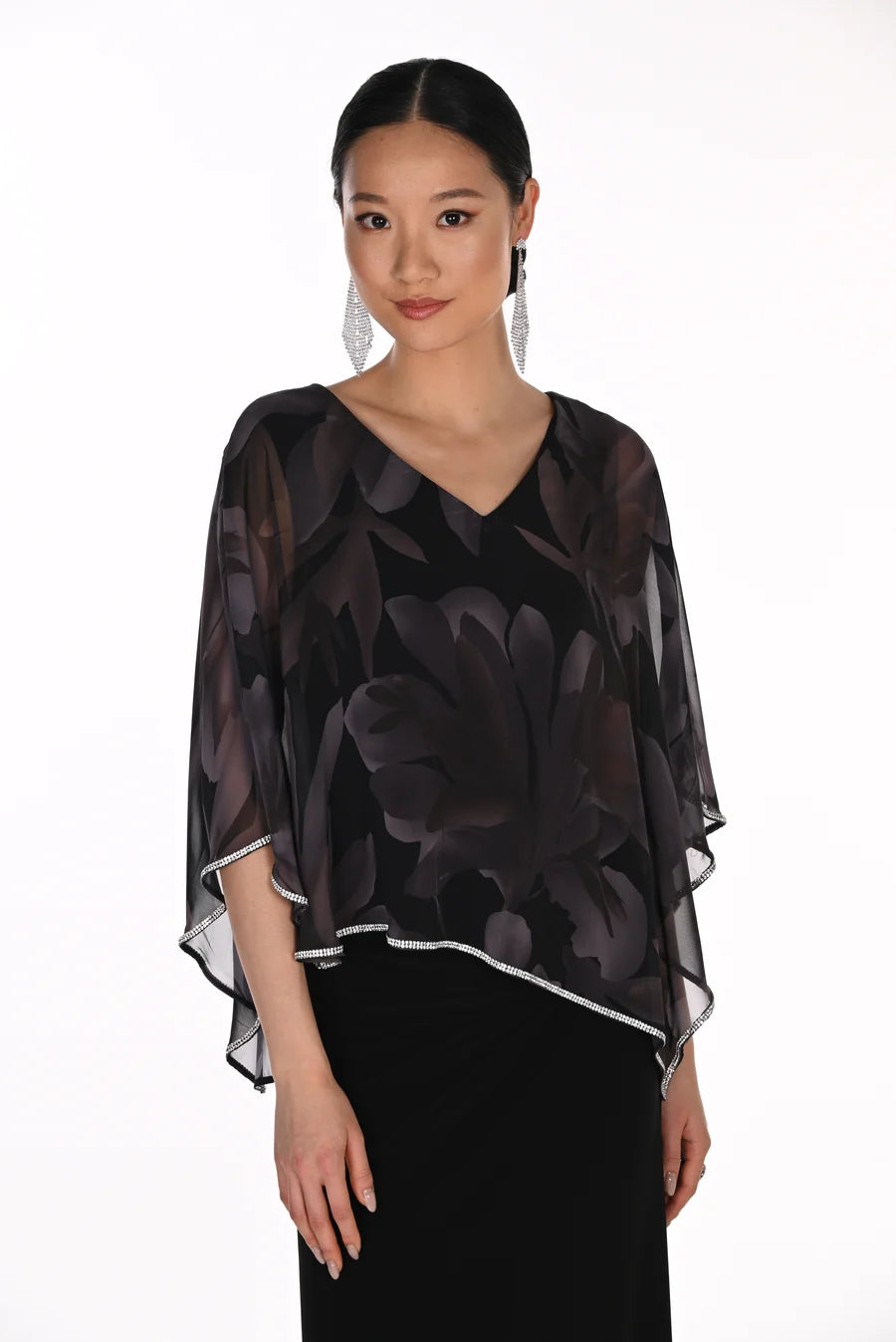 OVERLAY TOP WITH SPARKLE TRIM AND PATTERN 269149