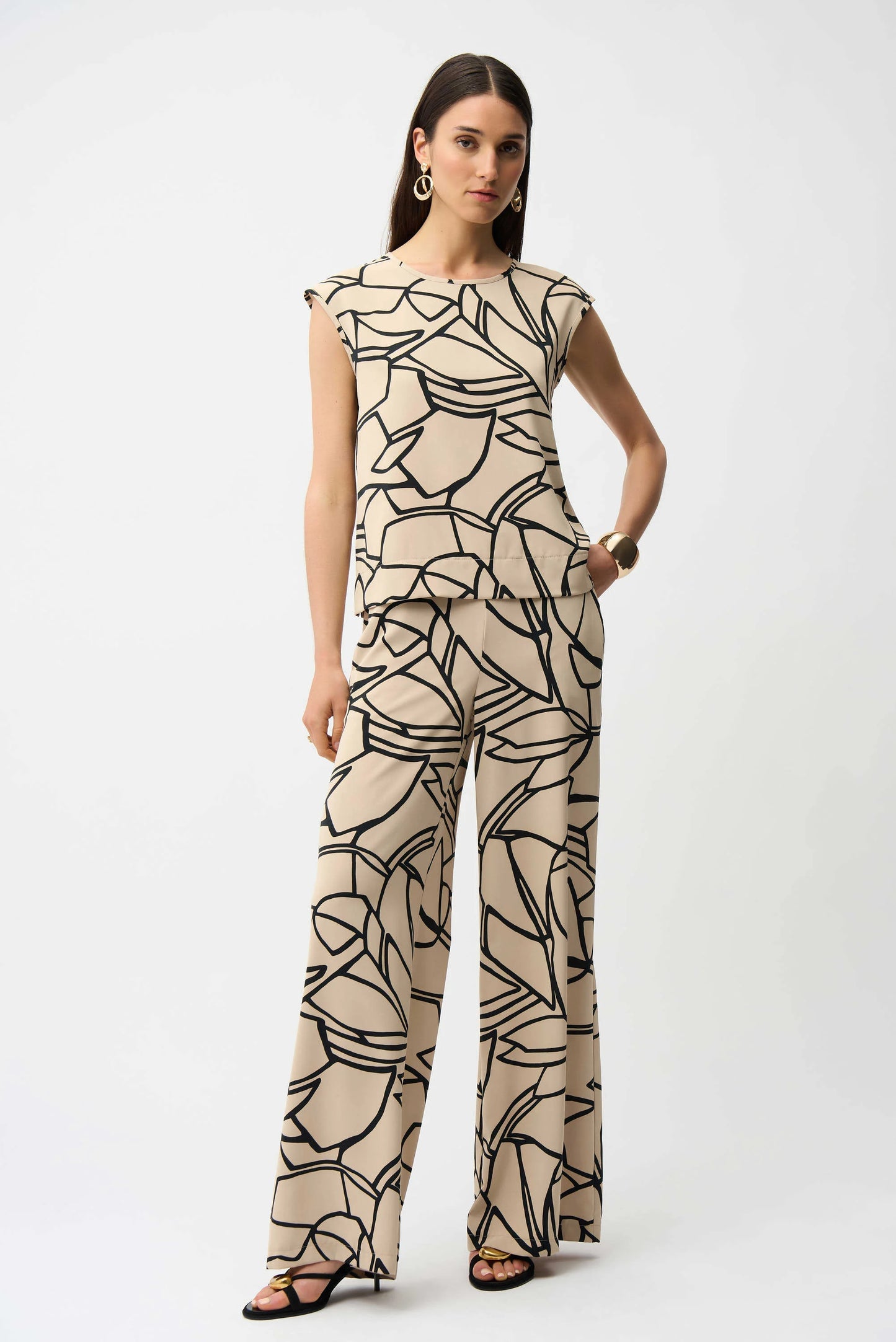 Recycled Woven Abstract Print Boxy Top 261125