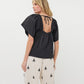 CORIE BACK DETAIL LINEN BLOUSE