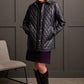 TRIBAL QUILTED SNAP FRONT FAUX LEATHER JACKET