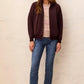 KNIT BOMBER WITH LEATHER TRIM