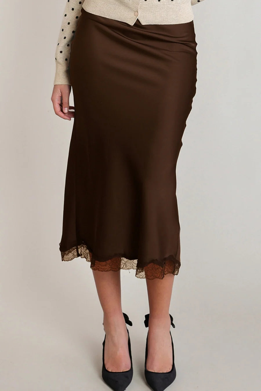 THE CATLIN SATIN LACE SKIRT