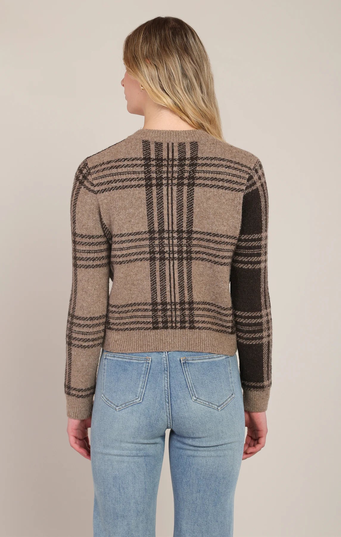 THE KEELY PLAID CROP CARDI
