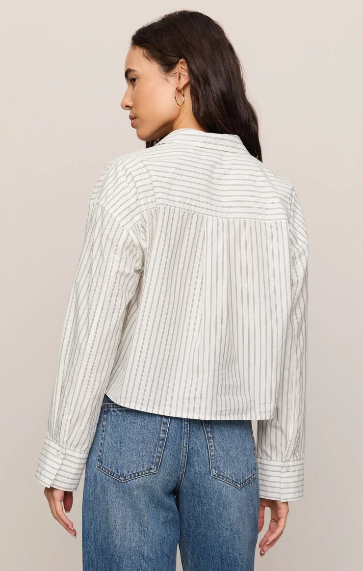 FAVORITE CROPPED STRIPED BUTTON TOP