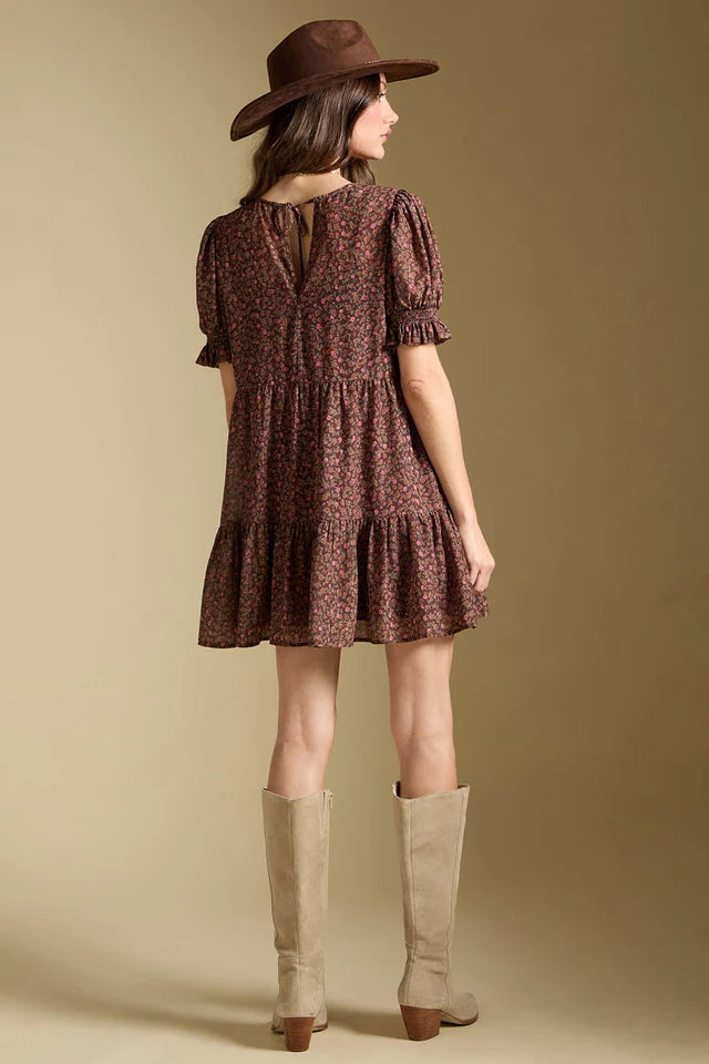 GINNA TIERED FLORAL  MINI DRESS