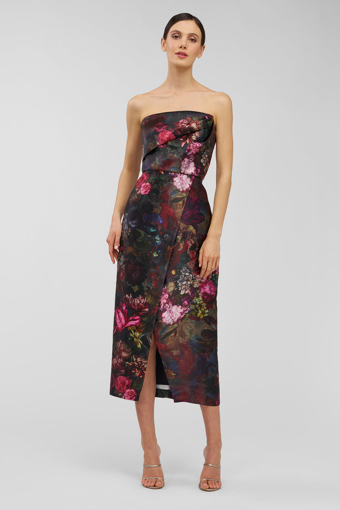 AMELIE TEA LENGTH STRAPLESS DRESS