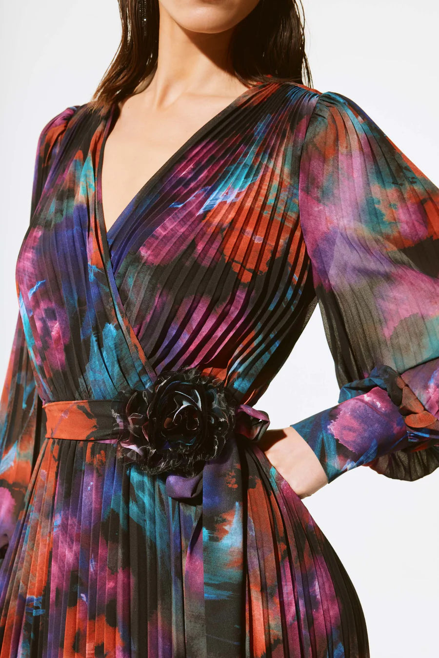 ABSTRACT L/S MIDI DRESS 243770X