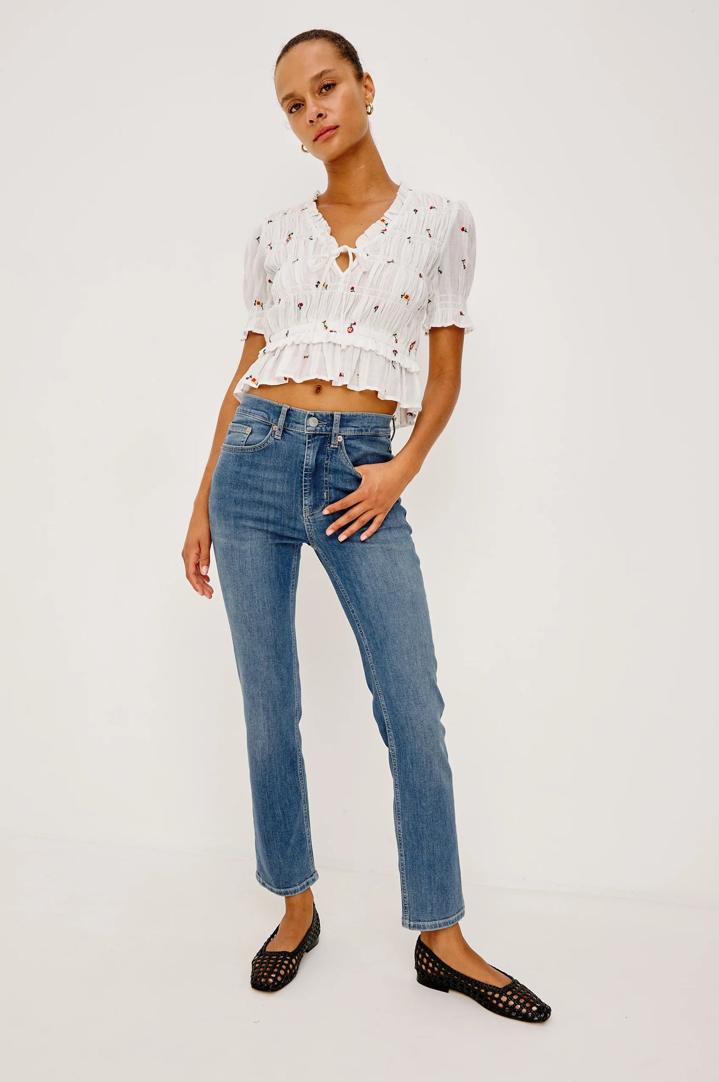 FONTAINE  WILDFLOWER EMROIDERED TOP