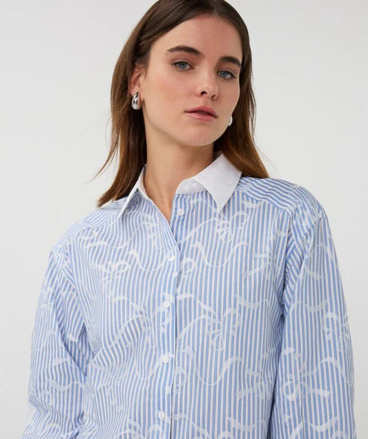 THE SPENCER CROPPED STRIPED BOW SHIRT