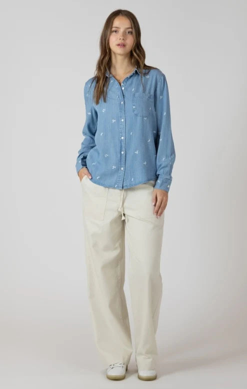 THE DAISY EMBROIDERED BUTTON FRONT SHIRT