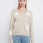 THE CATHY LONG SLEEVE VNECK FLOWER XWEATER
