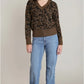 THE LANA V NECK LEOPARD PRINT SWEATER