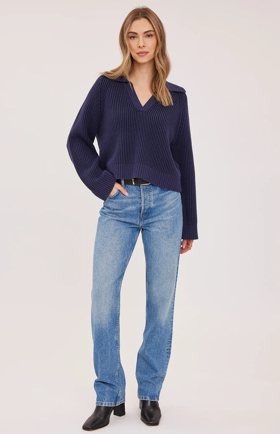 XANDER V NECK COLLARED SWEATER