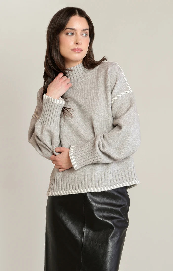 THE JOANIE STICHED MOCK NECK SWEATER