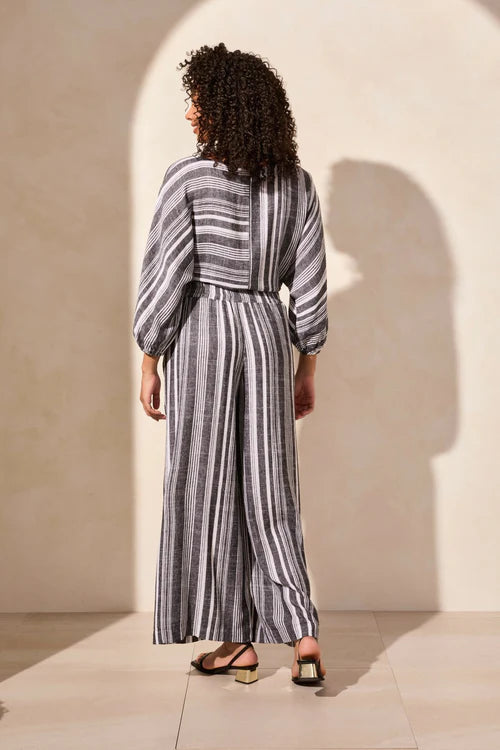 STRIPED FLOWY WIDE LEG PANTS 5753O
