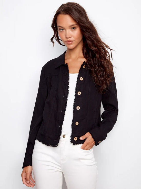 LINEN LONG SLEEVE BUTTON JACKET C6199