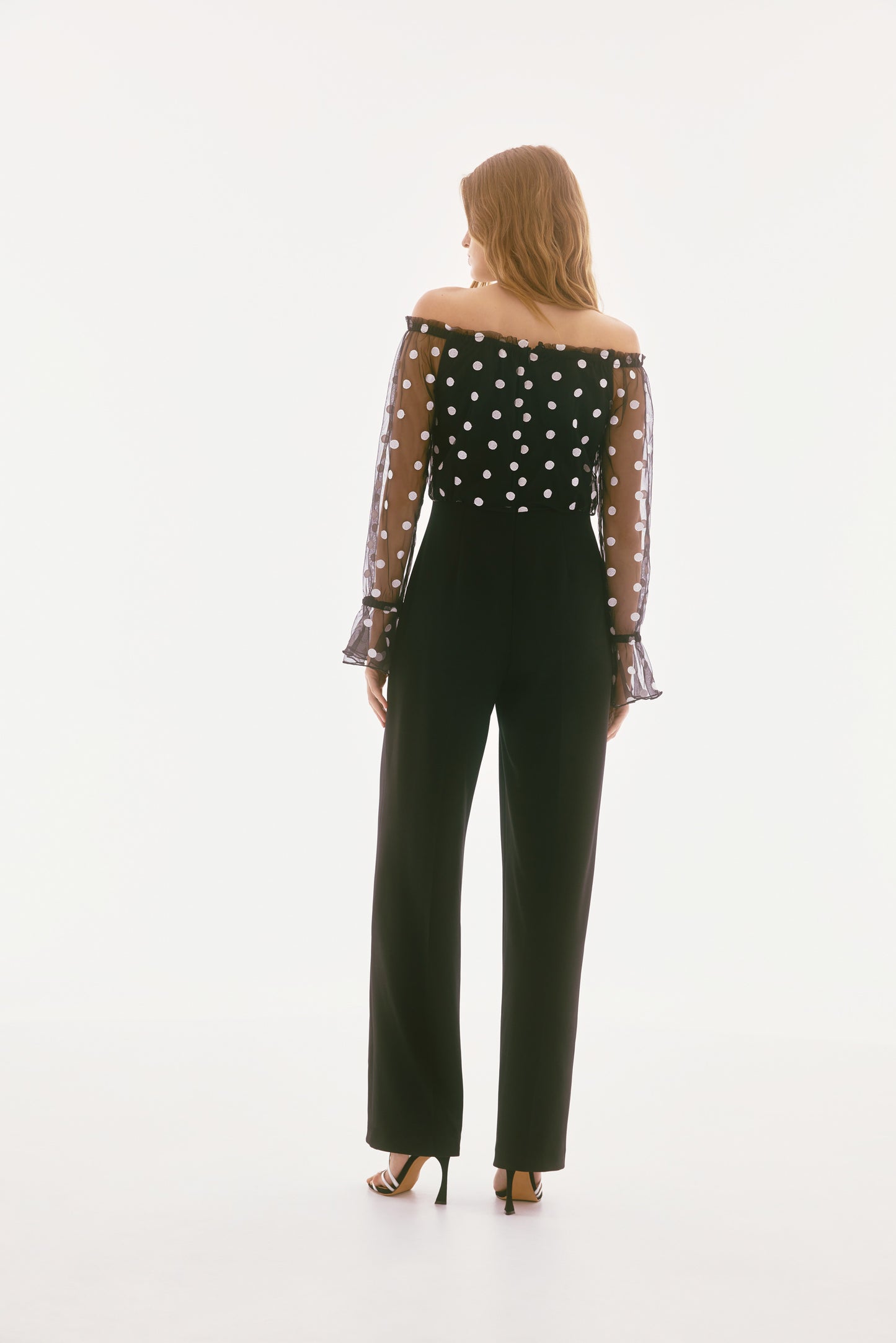 DOT MESH DOT CREPE JUMPSUIT 251708
