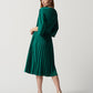 SATIN FIT AND FLARE DRESS WITH WAIST SASH 234265