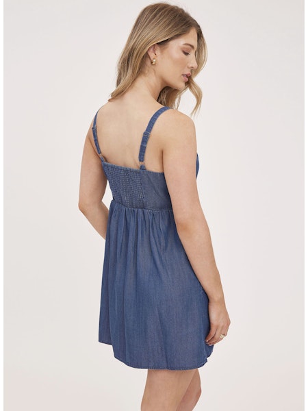 LUCIANA DENUM BUTTON FRONT DRESS