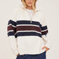 IDRIS LONG SLV STRIPE ZIP TOP